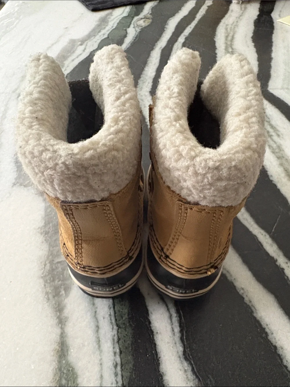 Sorel Kids Tan and Black Cozy Sherpa-Trim Snow Boots